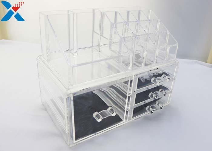 Rectangle Acrylic Makeup Drawer Organizer / Acrylic Cosmetic Organiser ROHS Approved