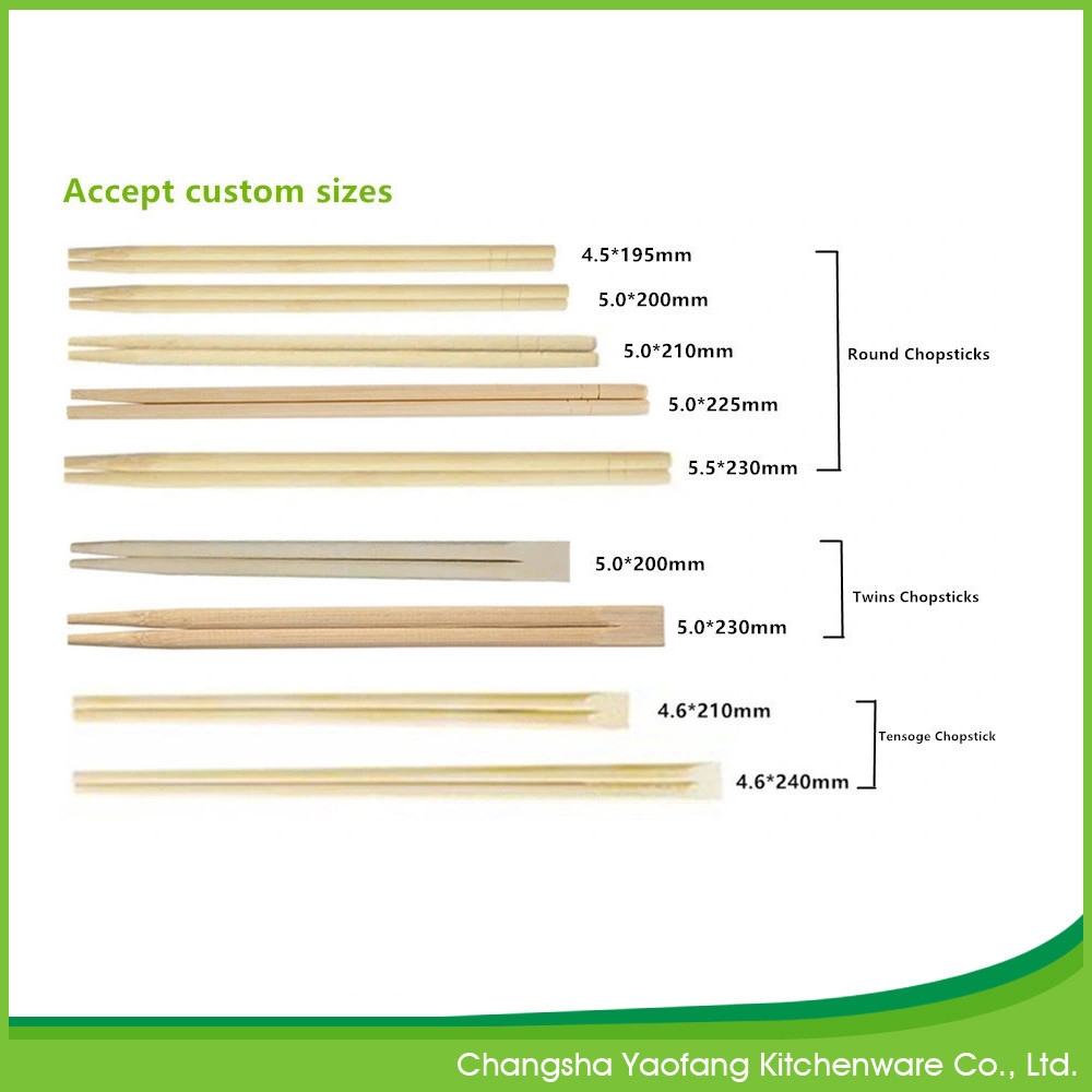 6.5*200 Mm Smooth Round Bamboo Chopsticks Disposable Natural Color