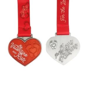 China Recycle Valentines’ Day Fun Run Heart Medals Personalized With Names wholesale
