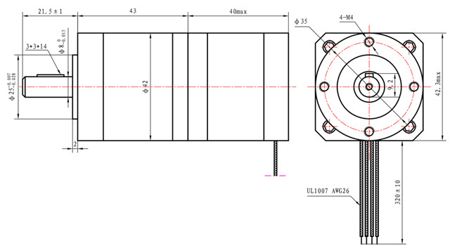 1.68A NEMA 17 Planetary Gearbox Stepper Motor 10:1 17HS15-1684S-HG10