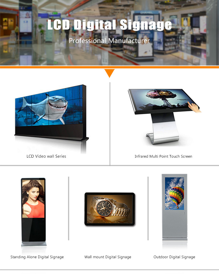 Floor Stand Alone Digital Signage 55'' TFT 1080p FHD x2 Golden Black Loudspeaker
