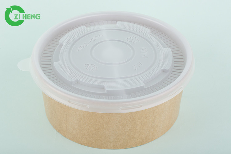 PE Coated Bamboo Fiber Microwaveable Paper Salad Bowl With PP Lids