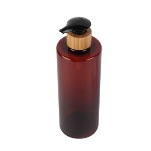 China 60ml 80ml 100ml 120ml 150ml 180ml 200ml 250ml 300ml Amber Flat Shoulder PET Bottle With Natural Bamboo Lotion Pump wholesale