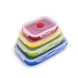 China Collapsible Silicone Children Bento Box With Plastic Lid wholesale