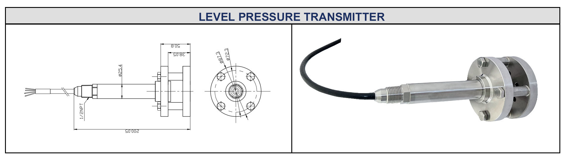 Fuel Sensor Water Level Transmitter Piezoresistive Level Sensor With Flange