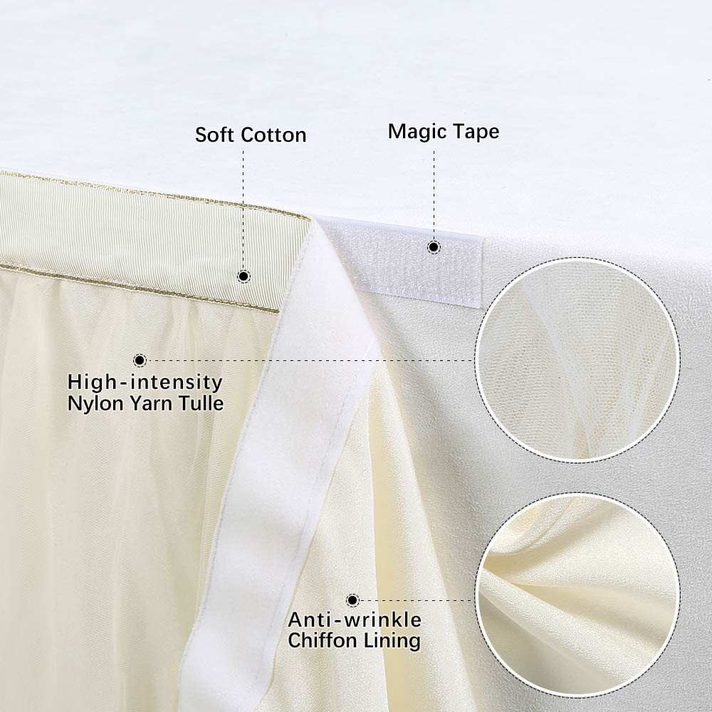 Event Decor White Rectangle Table Skirt , Bridal Showers Dining Table Cover