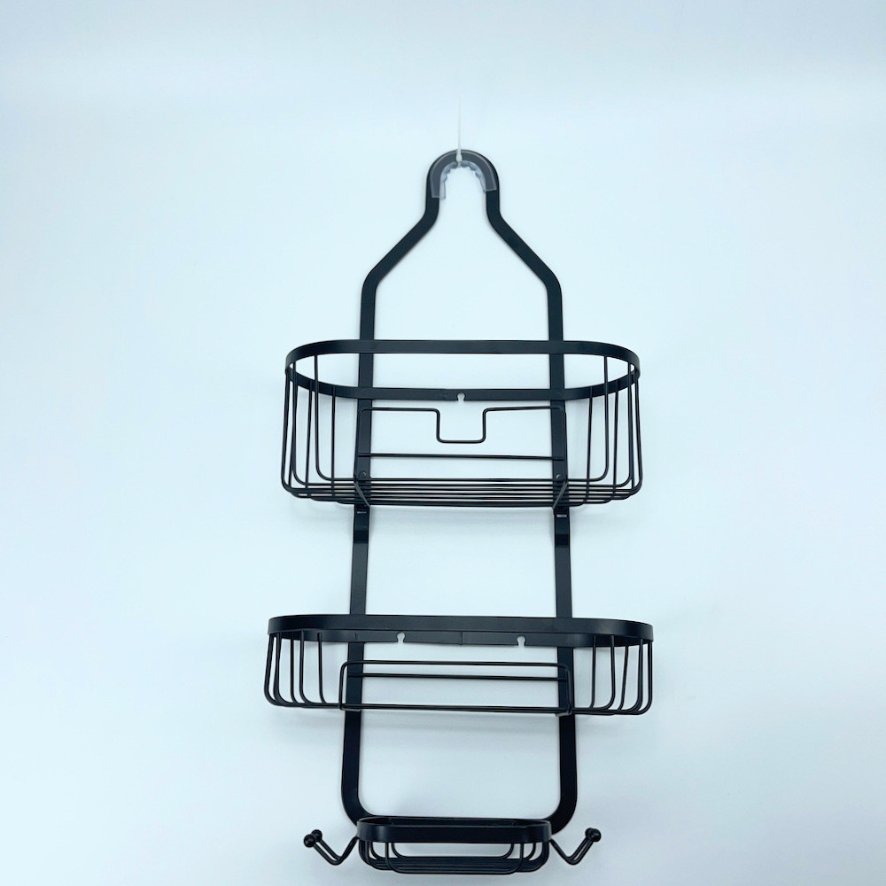 Rustproof Black Over Head Shower Caddy Bathroom Hanging Shower Organizer with Hooks