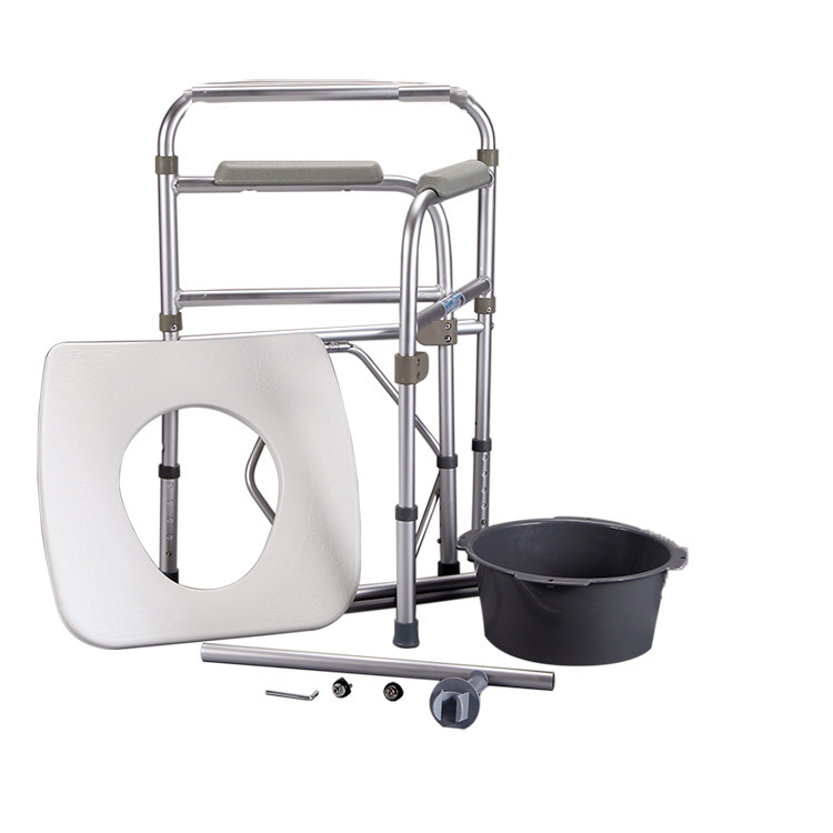 Economic Chromed Steel Hospital Toilet Commode Chair With Bedpan
