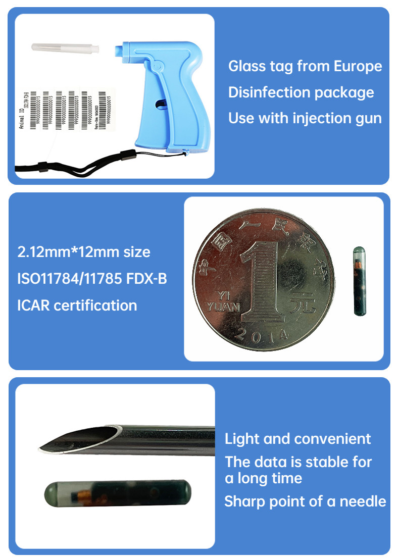 2.12*12mm ISO Transponder Microchip ISO11784 / 5 FDX - B International Standard Injectable Transponders