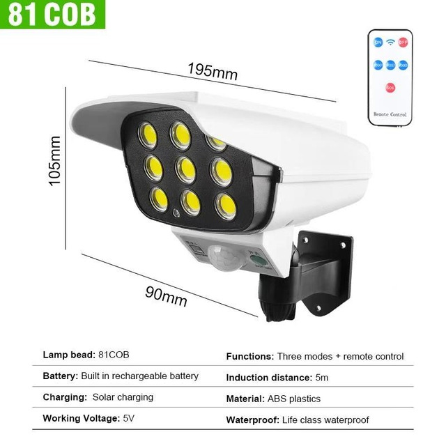 LED Solar Light Motion Sensor Security Dummy Camera Wireless Outdoor Flood Light IP65 Waterproof Lamp 3 Mode For Home Garden