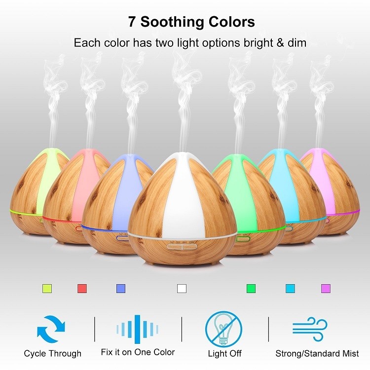 300ml Ultrasonic Wood Grain Aromatherapy Diffuser for Home,Office,Spa&More