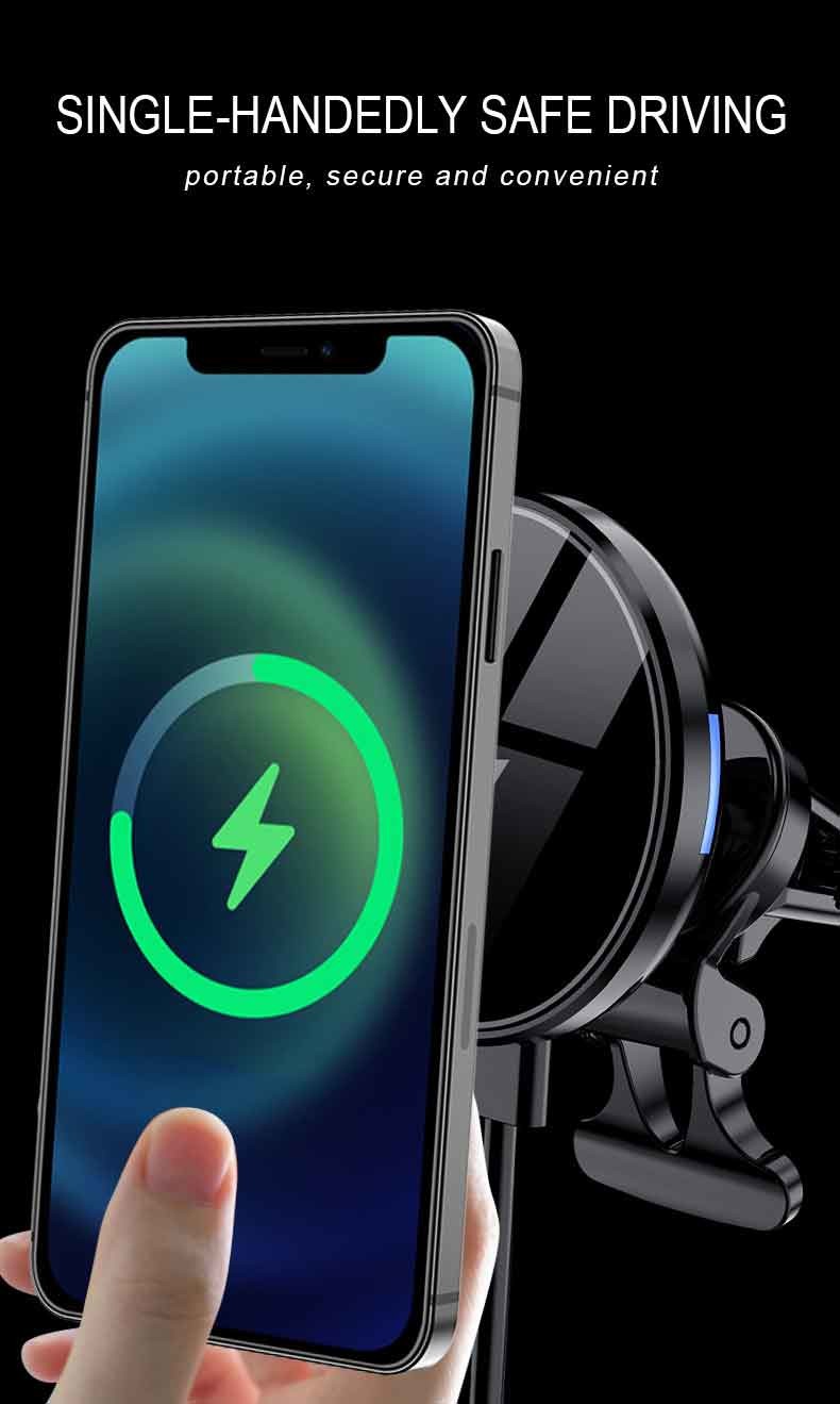 Magnetic 15W 5W Car Mount Wireless Charger Air Vent For IPhone 12