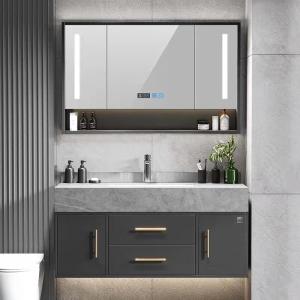 China Melamine Board Modern Bathroom Cabinets Small 72 inch vanity Grey wholesale