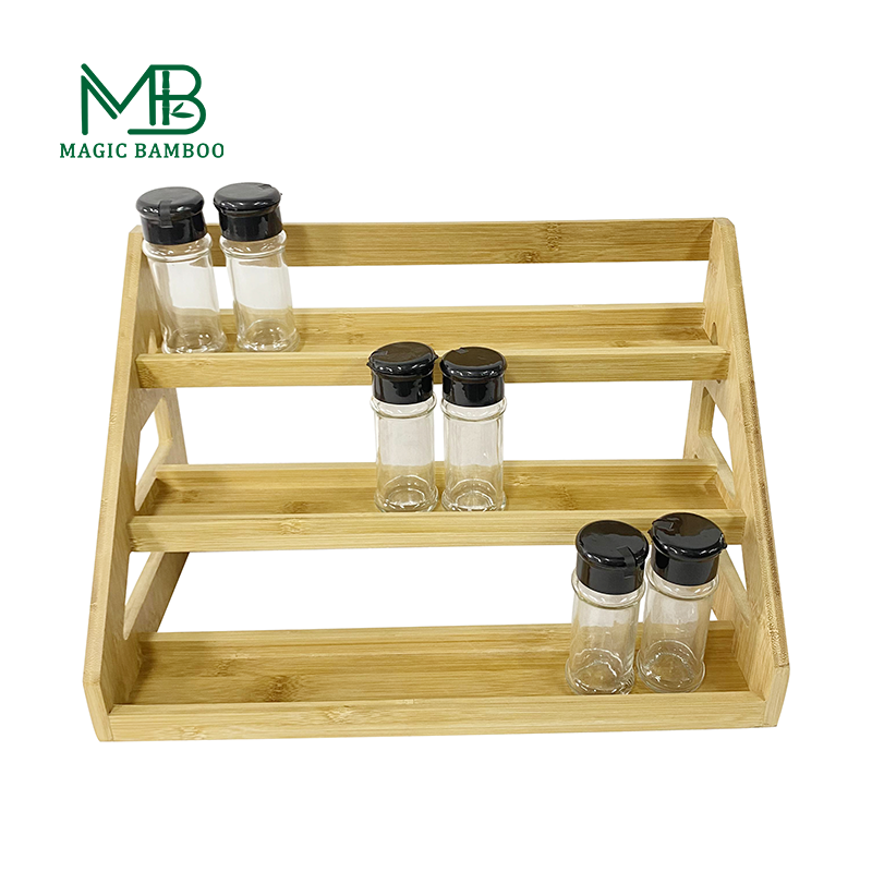 Sustainable Bamboo Cabinet Spice Rack Organizer 48.3x21.6x24.1cm Kitchen Pantry Shelf
