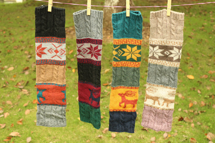 women deer snowflake jacquard knit boot socks wood feel casual wool acrylic, socks, warmer