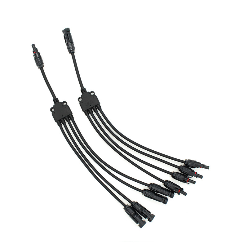 MC4 6mm Black Solar Panel PV Cable 20A Branch Connector Photovoltaic