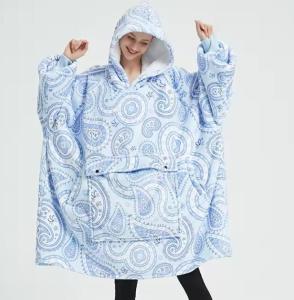 China Anime Print Design Thick Hoodie Blanket Hoodie Fleece Tv Blanket wholesale