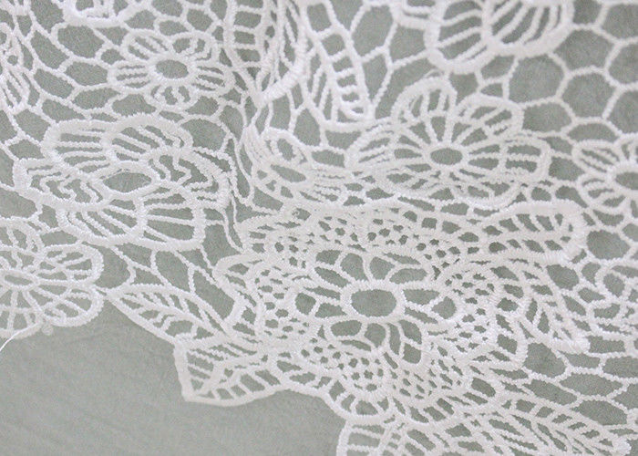 Wedding Dresses Water Soluble Lace Fabric With Chemical Polyester Floral Lace