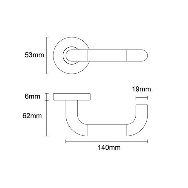 EN1634-1:2014 door lever handles with round rose for high frequency usage