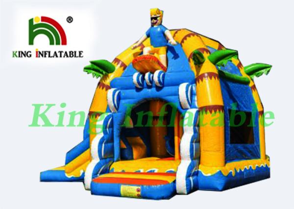 Yellow / Blue Mutifun Inflatable Jumping Castle With Slide Equipped CE