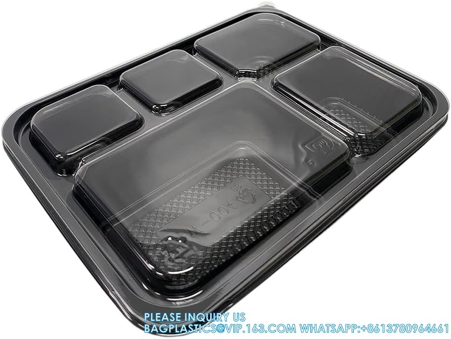 5 Compartment Meal Prep Containers With Lids - Food Bento Boxes Stackable Reusable Disposable Microwave
