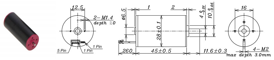 12v Brushless Coreless Motor 0.61omh Terminal Resistance 190 MA Load Current