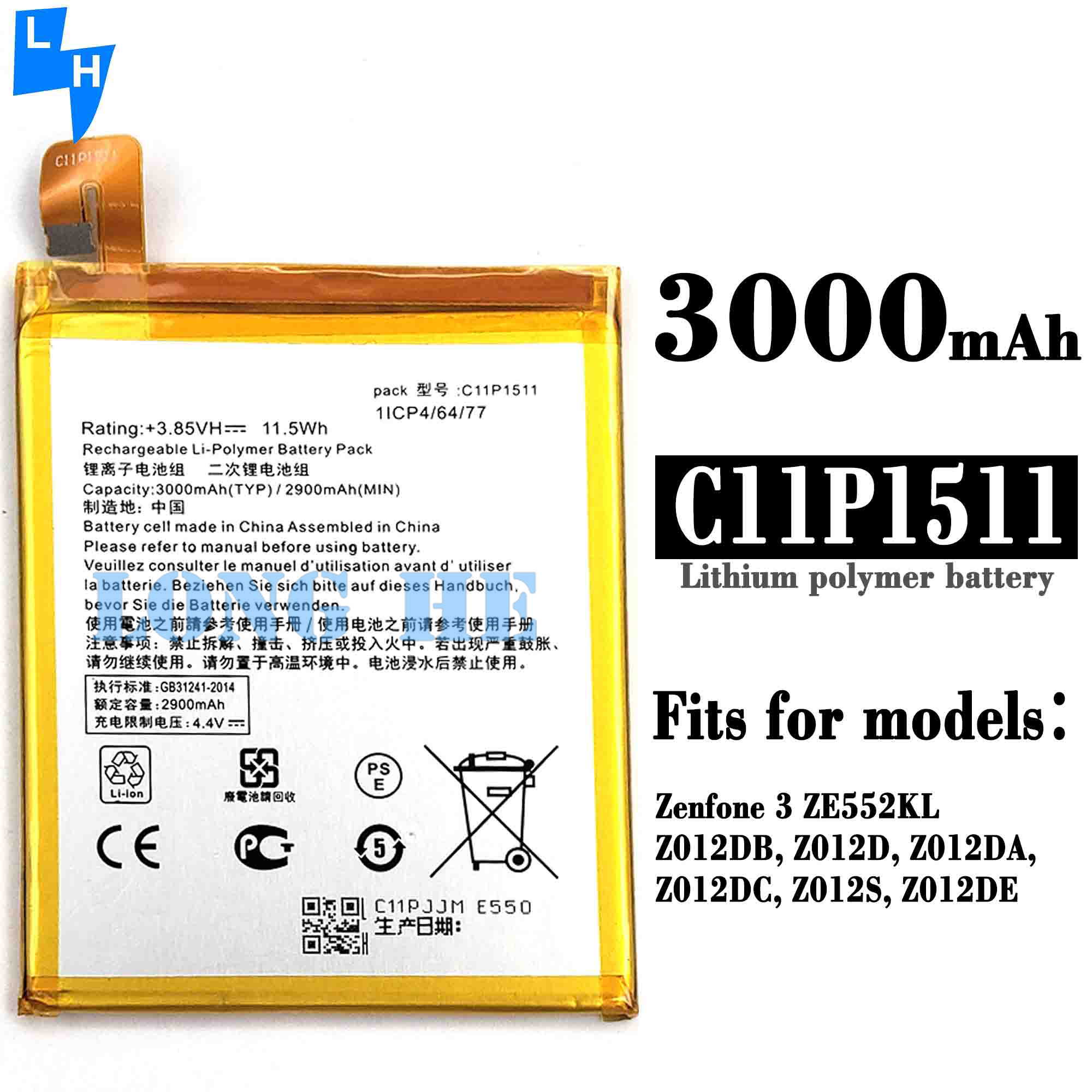 AAA C11P1511 3000mAh 4.4V Cell Phone Battery for ASUS Zenfone3 ZE552KL Z012DA Z012DE