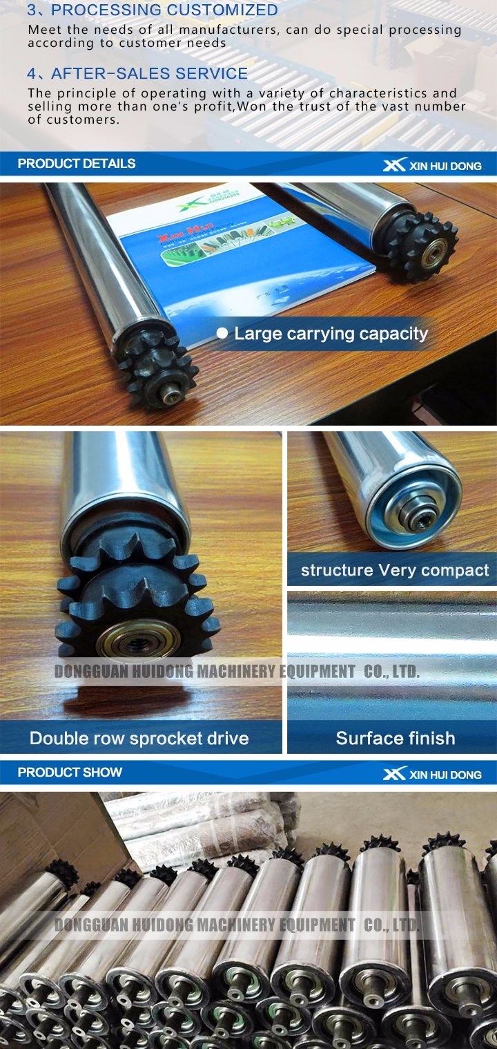 Material Handling Adjustable Roller Conveyor With Double Sprockets