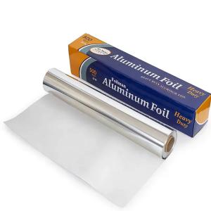 China Household Silver Extra Heavy Duty Aluminum Foil Roll With Band Sawtooth Cutter wholesale