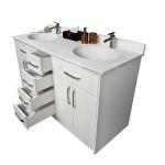 White 60 Inch Hotel Room Cabinets Double Sink Floor Mounted Cabinets Custom