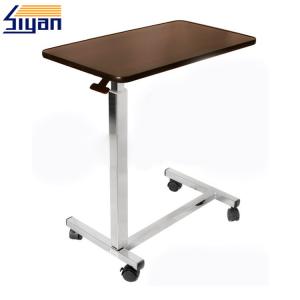 China Brown Overbed Table Swivel Top MDF Panel For Hospital , 900X450X720/1020mm wholesale