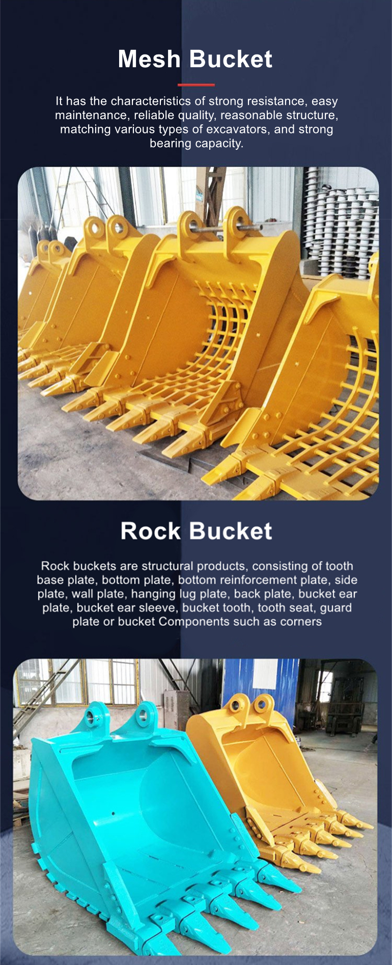 2 - 30 Ton Excavator Rock Bucket Thickening Excavator Ditching Bucket ISO9001