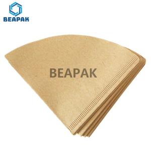China Cone Disposable V60 Drip Coffee Filter Bags Unbleached Natural Paper wholesale