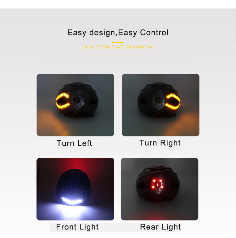 Bike Helmet Night Cycling Safe Helmet Turning Light USB Charge Helmet