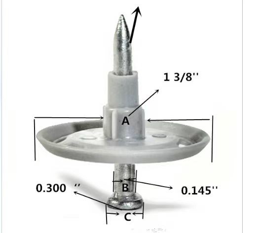 PINWP Powder-Actuated Plastic-Washered Pin for Insulation Board