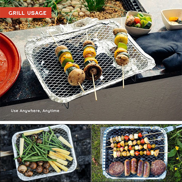 Aluminum Barbecue Grill Disposable Grill Pans Metal Mesh Aluminum Stand