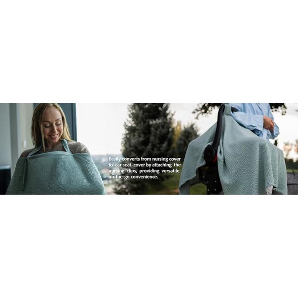 5-in-1 Muslin Nursing Cover up for Breastfeeding & Baby Car Seat Cover
