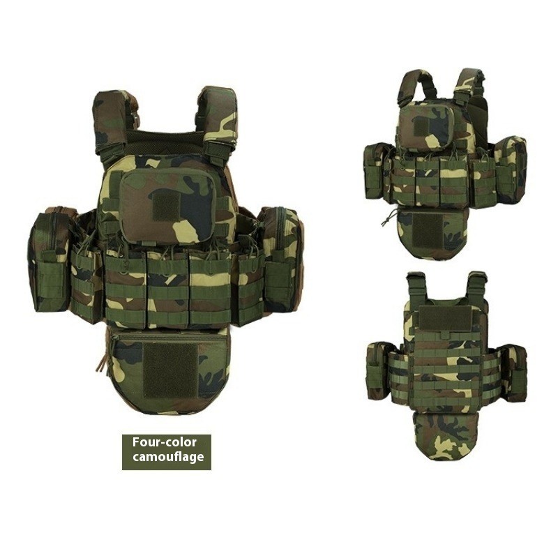 All - protective Tactical Vest for Outdoor Military Enthusiasts, MOLLE - modular Camouflage Waistcoat in Black, Complete Set of Equipment