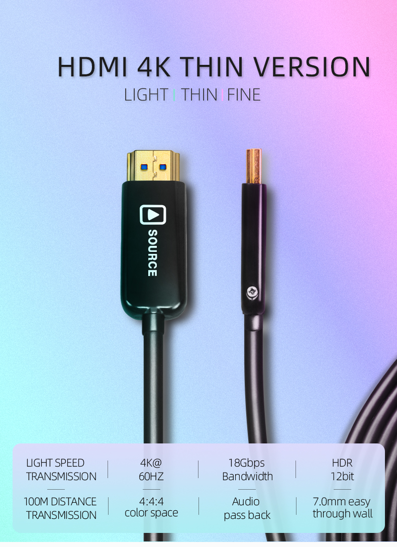 Custom Oem 50M home cavo Kabel 3D 1080p AOC tv power fiber optical HDMI 4K cable for gaming video audio HDTV