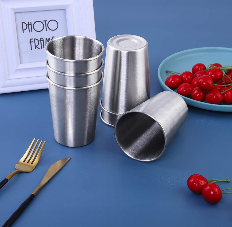 2Pc 304 Stainless Steel Cup 13.52oz 400ml Water Cup Unbreakable Shatterproof Metal Drinking Tumbler For Bar Restaurant Gold