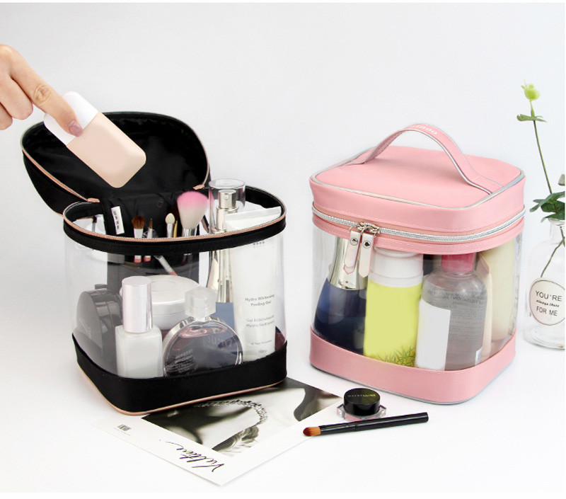Large Double Zipper Mirror Travel PVC Makeup Bag