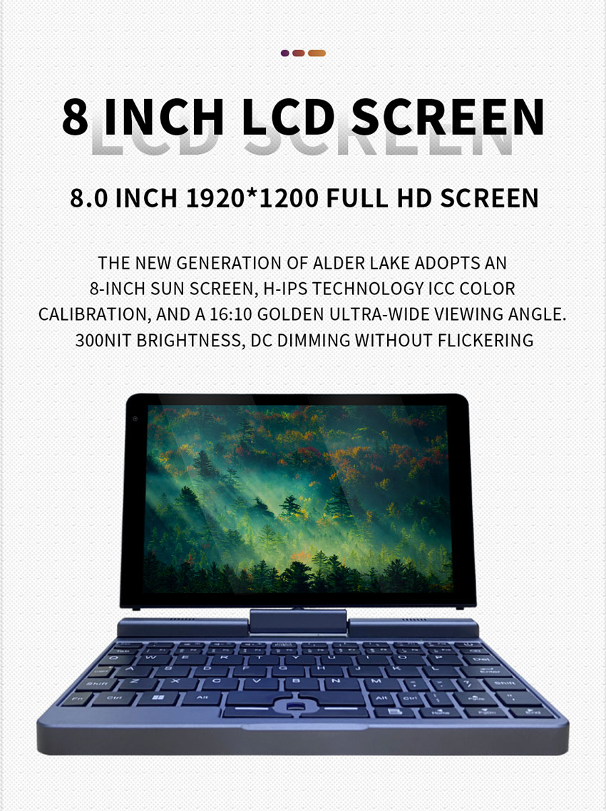 Intel UHD Graphics 600 Small Notebook Computers With 8 Inch IPS Touch Screen