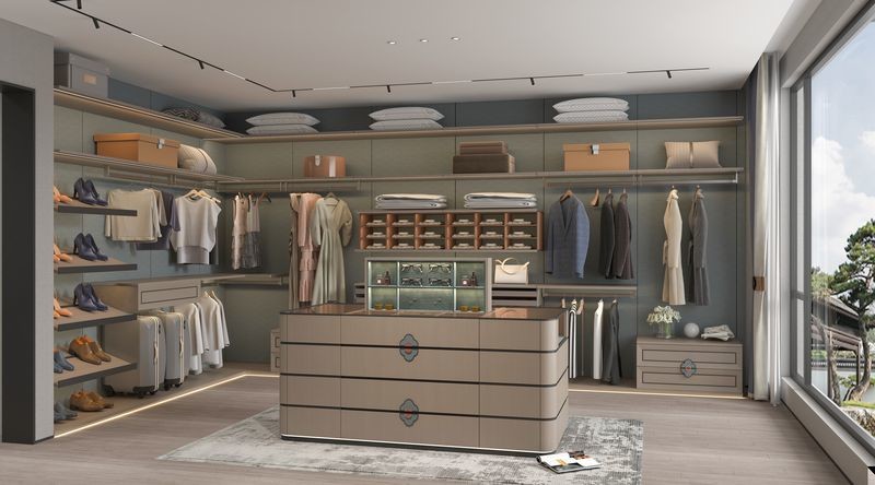 Traditional Chic Versatile Open Walk In Closet With Glass New Chinese Style