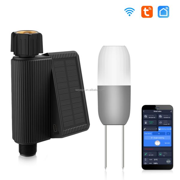 Solar-Powered Smart Irrigation System with Tuya Smart Control and IP65 Waterproof Soil Moisture Sensor Kit