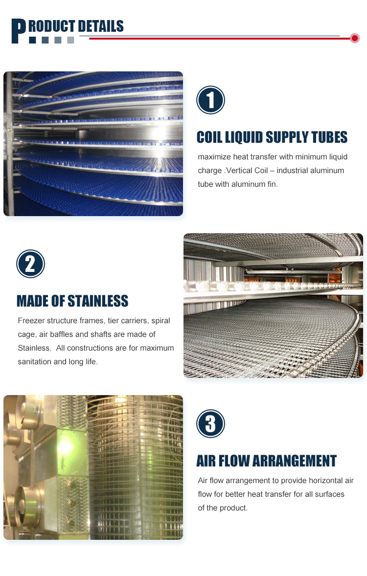 Biscuit / Cookie Spiral Belt Freezer Bread Tortillas Cooling Conveyor With Fan
