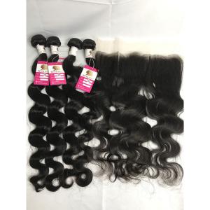 China Full Thick Yetta Body Wave Virgin Brazilian Hair 4 Bundles With Frontal wholesale
