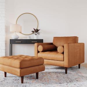 China Modern Velvet Arm Leather Chaise Lounge Chair With Ottoman Stool wholesale
