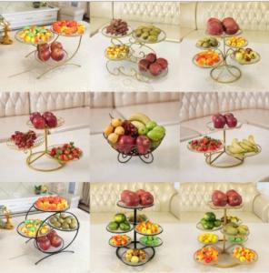 China Household Wear Resistant Three Tier Steel Fruit Basket Chrome Plating wholesale