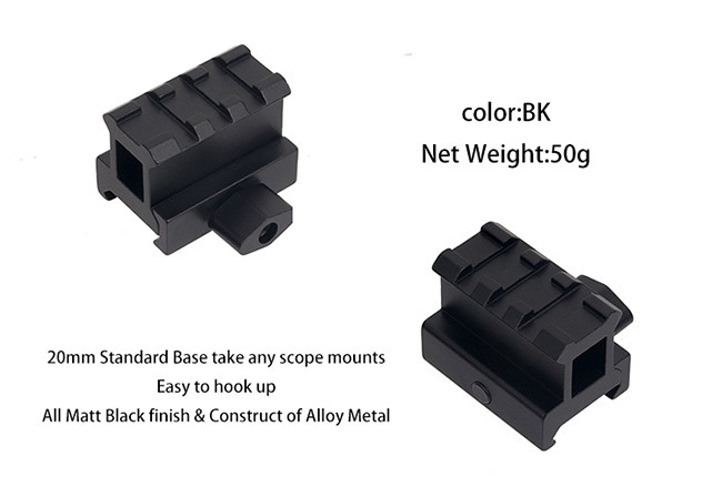 Tactical Scope 20mm Adapter Bracket Riser Mount For Rifles W / Picatinny / Weaver Rails
