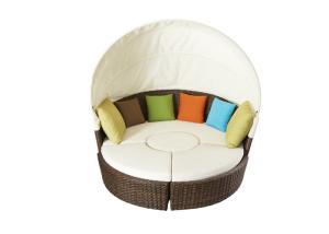 China Patio Round Shaped Canopy Type Rattan Outdoor Sunbed wholesale